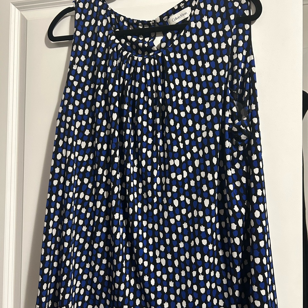 Calvin Klein Navy and White Blouse - 2XL